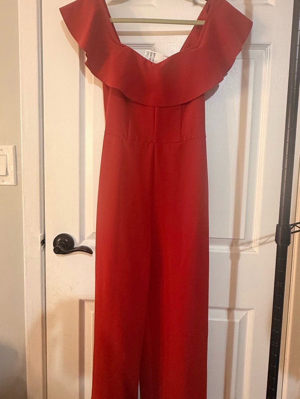 H&M Red One-Shoulder Ruffle Jumpsuit